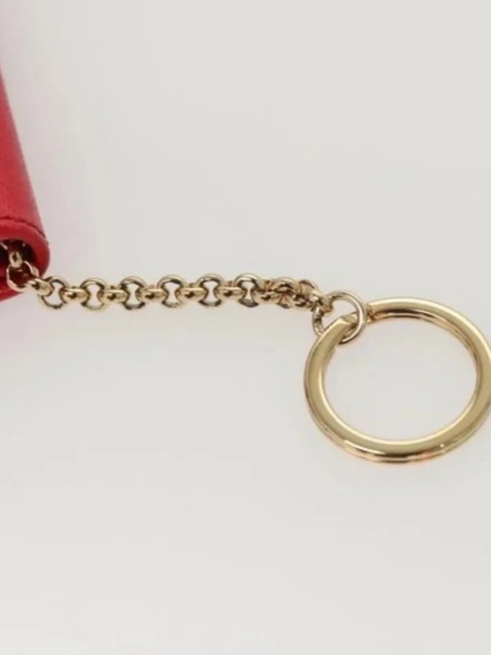 Salvatore Ferragamo Gancini Card Case Leather Red Gold Auth bs24757